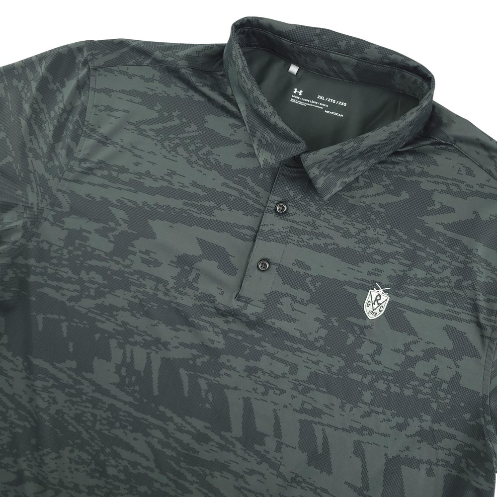 Under Armour HeatGear Polo Shirt Mens 2XL Gray Camo Golf Performance Stretch Top